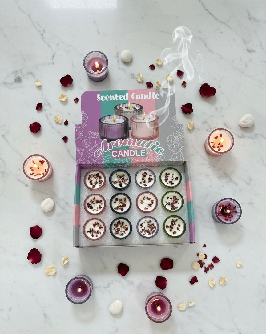 Full dozen aromatic candles for event decor and home ambiance - Wholesale price luxury