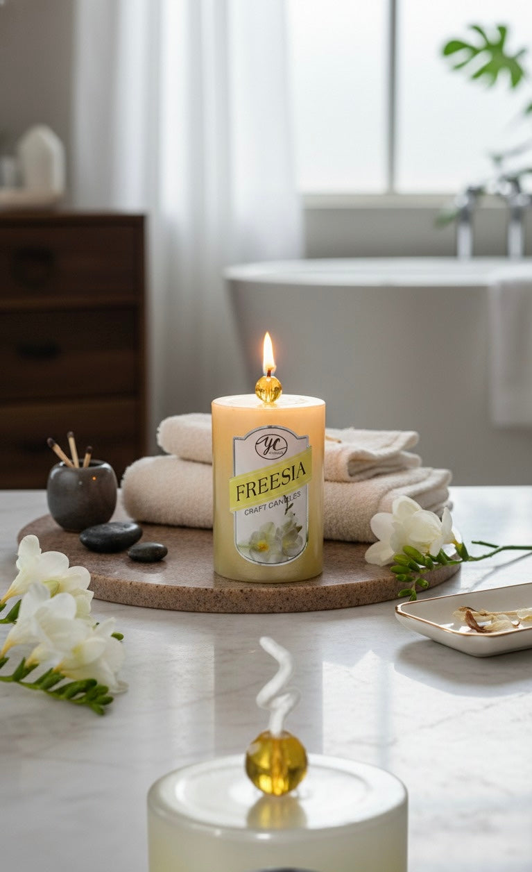 Luxury Freesia and Citrus aromatic candle for relaxation and home decor Lebanon