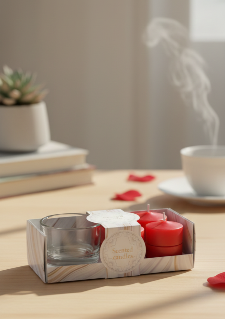 Scented candle starter set with 1 glass holder and 4 refills - HI-Marqet Lebanon Home Decor