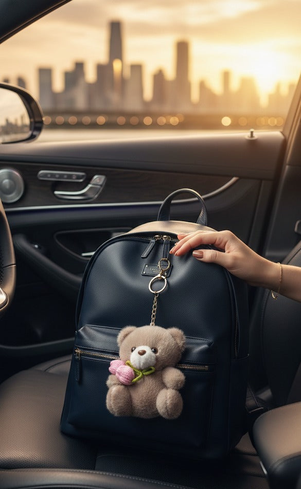 Mini grey plush keychain cute soft bag charm accessory