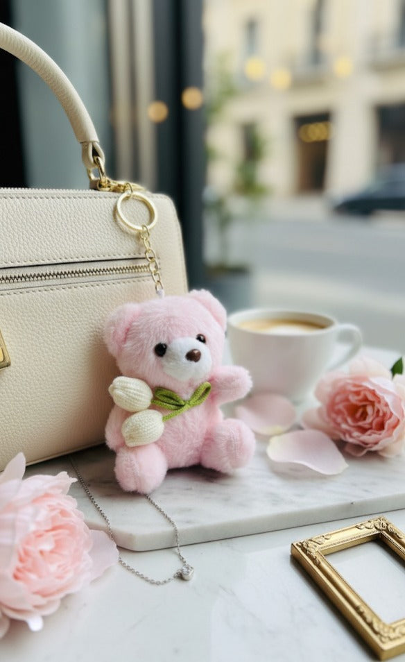 Mini plush keychain cute soft bag charm accessory