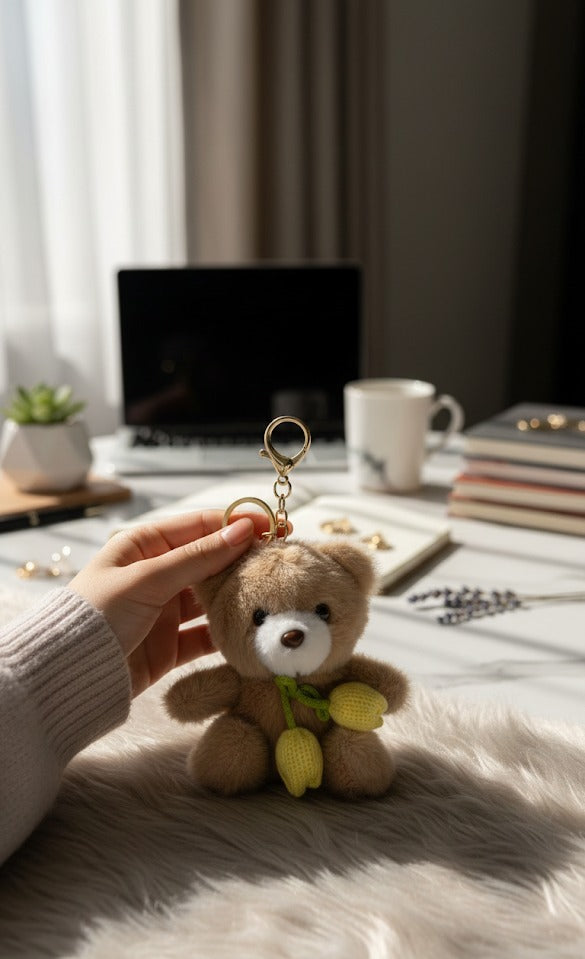 Mini plush keychain cute soft bag charm accessory
