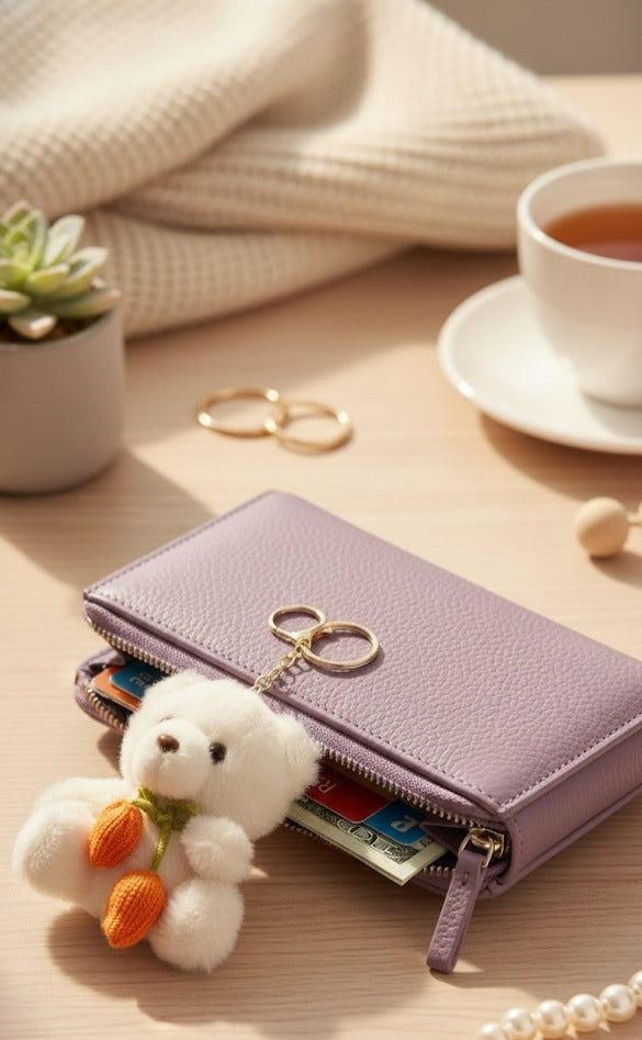 Mini white plush keychain cute soft bag charm accessory