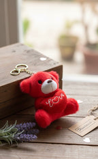 Red bear with heart plush keychain cute bag charm gift