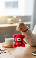 Red bear with heart plush keychain cute bag charm gift