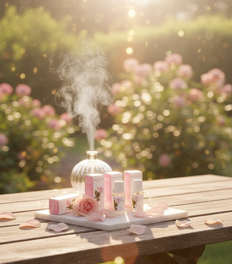 Premium rose essential oil for oil burners and romantic home scenting